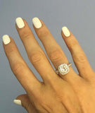 2ct Cushion Cut Diamond Accent Halo Solitaire Engagement Ring 14k WhiteGold Over