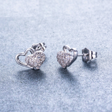 0.5ct Round Diamond Heart Shape Love Design Stud Earrings 14k White Gold Finish