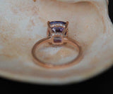 2ct Cushion Blue Tanzanite Engagement Ring Accents Solitaire 14k Rose Gold Over