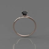 0.75ct Oval Cut Black Diamond Engagement Ring Solitaire Women 14k Rose Gold Over