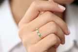 1.2ct Round Cut Green Emerald Half Eternity Wedding Band 14k Yellow Gold Finish