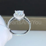 2ct Heart Simulated Diamond Classic Halo Engagement Ring 14k White Gold Plated