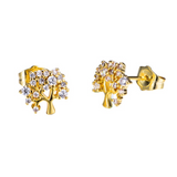 1.3ct Round Cut Diamond Tree Branch Style Stud Earrings 14k Yellow Gold Finish