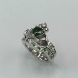 2ct Heart Green Emerald Engagement Ring Claddagh Bridal Set 14k White Gold Over