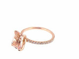 3Ct Emerald Cut Peach Morganite Diamond Accent Solitaire Ring 18K Rose Gold Over