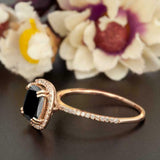 1.5ct Cushion Black Diamond Engagement Ring 14k Rose Gold Finish Halo Stackable