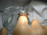 2.5ct Round Cut Diamond Trilogy Engagement Ring 14k White Gold Over Ruby Accents