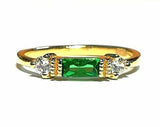 1ct Baguette Cut Green Emerald Solitaire Engagement Ring 14k Yellow Gold Finish