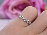 1.5ct Round Cut Diamond Wedding Band Infinity Twisted Rope 14k White Gold Finish