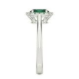 2ct Oval Cut Emerald Engagement Ring Diamond Halo Solitaire 14k White Gold Over