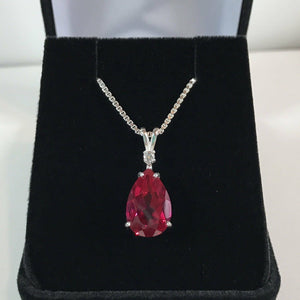 1.1ct Pear Cut Pink Ruby Solitaire Women Pendant 14k White Gold Finish NO CHAIN