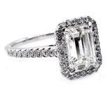 2.5Ct Emerald Cut Diamond Halo Solitaire Engagement Ring 18K White Gold Finish