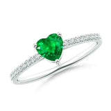 1ct Heart Cut Green Peridot Diamond Round Accent Ring 14k White Gold Finish