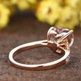 1.5ct Heart Cut Peach Morganite Round Accent Solitaire Ring 14k Rose Gold Finish