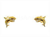 0.012ct Round Cut Moissanite Dolphin Stud Earrings Women 14k Yellow Gold Plated