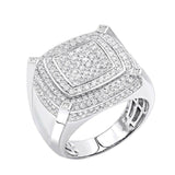 6Ct Round Cut Diamond Statement Cluster Men Engagement Ring 14K White Gold Over