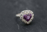 2.2ct Engagement Ring Heart Cut Purple Amethyst Diamond Halo 14k White Gold Over