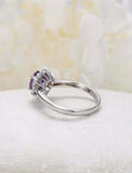 1.5ct Oval Cut Purple Amethyst Engagement Ring Art Deco 14k White Gold Finish