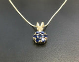 1.6ct Blue Sapphire Pendant Round Cut Cluster 14k White Gold Finish NO CHAIN