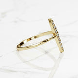 Vertical Bar Women Engagement Ring 1ct Round Cut Diamond 14k Yellow Gold Finish