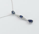 3ct Pear Cut Blue Sapphire Stylish Drop Pendant 14k White Gold Finish NO CHAIN