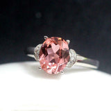 2ct Oval Morganite Engagement Ring Diamond Accent Solitaire 14k Rose Gold Finish