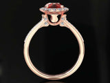 2.7ct Round Red Ruby Engagement Ring Diamond Halo Bridal Set 14k Rose Gold Over