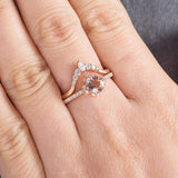 1.5ct Round Cut Peach Morganite Engagement Ring 14k Rose Gold Finish Bridal Set