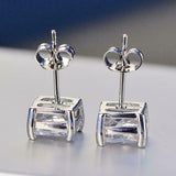 2ct Stud Earrings Cushion Cut Diamond Solitaire Women 14k White Gold Finish