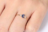 1ct Marquise Cut Blue Sapphire Minimalist Engagement Ring 14k Yellow Gold Finish