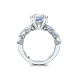 Solitaire with Accent Milgrain Ring 2ct Emerald Cut Diamond 14k WhiteGold Finish