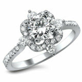 2.5Ct Round Cut Diamond Unique Halo Design Engagement Ring 14K White Gold Finish