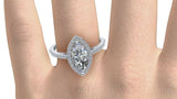 1.3ct Marquise Diamond Accent Halo Solitaire Engagement Ring 14k White Gold Over