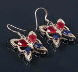 2.3ct Drop Earrings Pear Cut Pink Ruby Butterfly Fish Hook 14k White Gold Finish