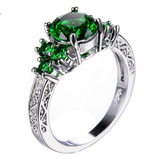 3Ct Round Green Emerald Vintage Solitaire Engagement Ring 18K White Gold Finish