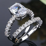 4ct Radiant Cut VVS1D Diamond Engagement Ring 14k White Gold Finish Bridal Set