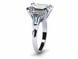 2.5ct Emerald Cut Diamond Side Baguette Engagement Ring 14k White Gold Finish