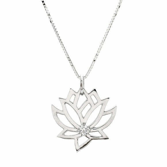 0.5ct Round Cut VVS1 Diamond Pendant Lotus Flower 14k White Gold Finish NO CHAIN