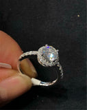 1.8ct Round Cut Diamond Engagement Ring Solitaire Halo 14k White Gold Finish