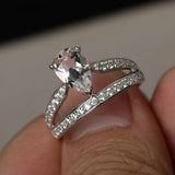 Crown Design Engagement Ring 1.5ct Pear Cut VVS1D Diamond 18k White Gold Finish