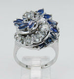 5ct Marquise Blue Sapphire Twister Cocktail Engagement Ring 14k White Gold Over