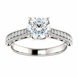 2ct Round Cut Diamond Vintage Solitaire Engagement Ring 14k White Gold Finish