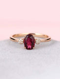 1ct Oval Cut Pink Ruby Engagement Ring Cluster Solitaire 14k Rose Gold Finish