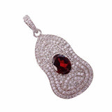 5ct Red Garnet Pendant Oval Cut Cocktail 14k White Gold Finish NO CHAIN