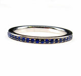 1.5ct Round Cut Blue Sapphire Full Eternity Wedding Band 18K White Gold Finish