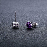 1.2ct Stud Earrings Round Cut Purple Amethyst Solitaire Women 14k WhiteGold Over