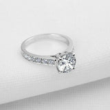 1.5ct Round Cut Diamond Engagement Ring Accents Solitaire 14k White Gold Finish