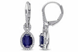 5Ct Oval Cut Blue Sapphire Diamond Infinity Halo Drop Earring 14K WhiteGold Over