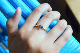 1ct Engagement Ring Round Cut Blue Tanzanite Solitaire 14k Yellow Gold Finish