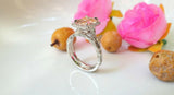 2ct Emerald Cut Peach Morganite Engagement Ring 18k White Gold Finish Bridal Set